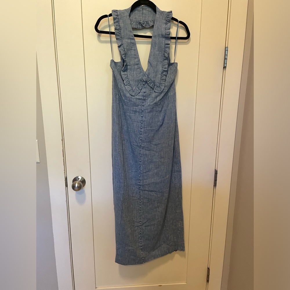 JOSLIN STUDIO Ava Halter Linen Midi Dress US6/UK10 $675 NEW! - Picture 5 of 10